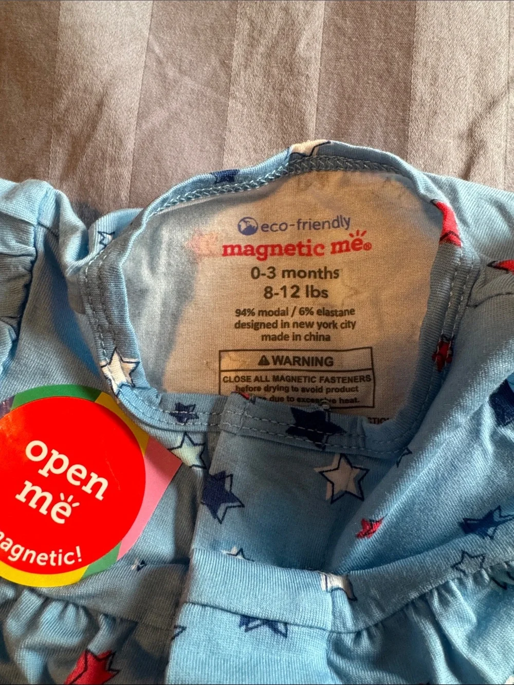 Magnetic me red white and bluetiful Star-Short Sleeve Romper 0-3 months NWT